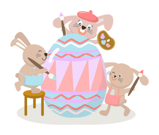Easter bunny paint egg Illustration