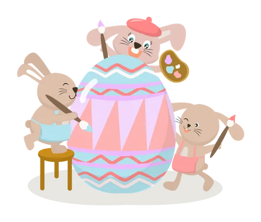 Easter bunny paint egg Illustration