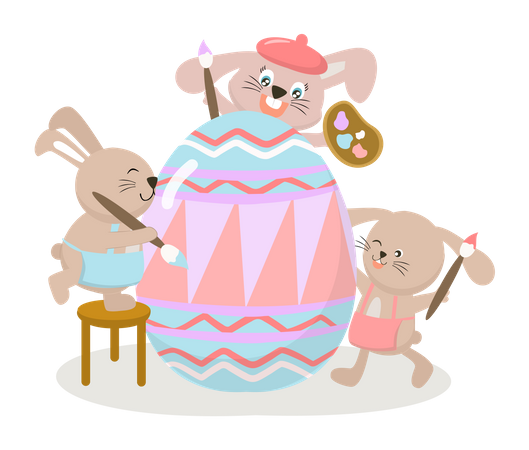 Easter bunny paint egg  Illustration