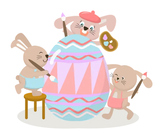 Easter bunny paint egg  Illustration