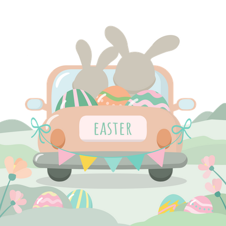 Easter car Illustration