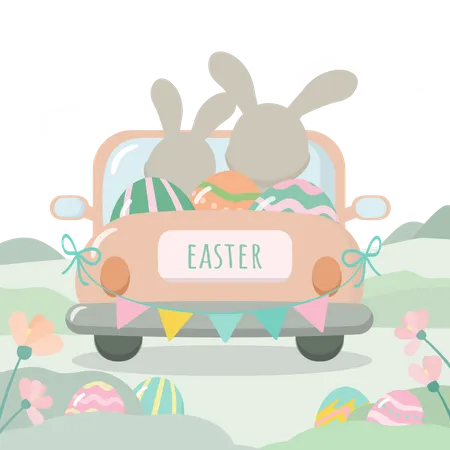 Easter car Illustration