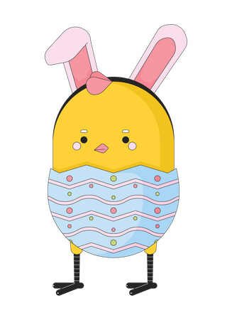 Easter chick egg wearing bunny ears  일러스트레이션