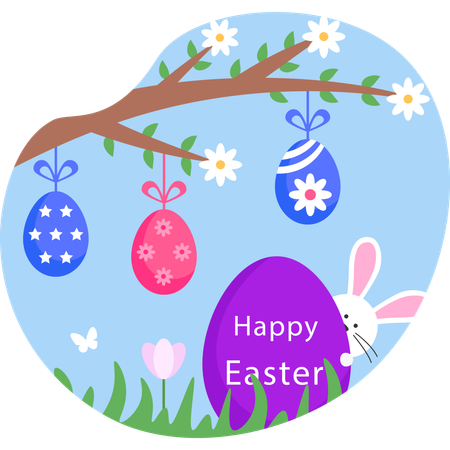 Easter eggs on tree  イラスト