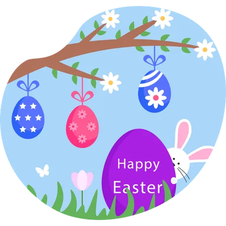Easter eggs on tree  イラスト