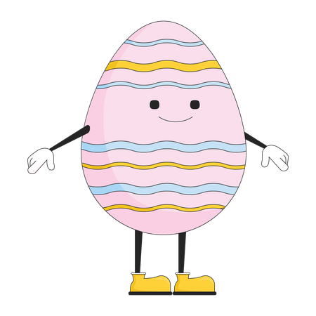 Easter happy egg with arms and legs  Illustration