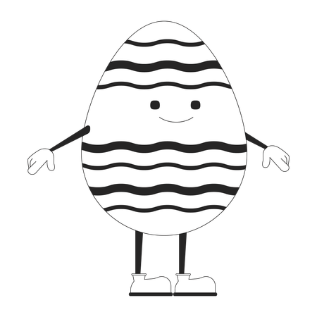 Easter happy egg with arms and legs  イラスト