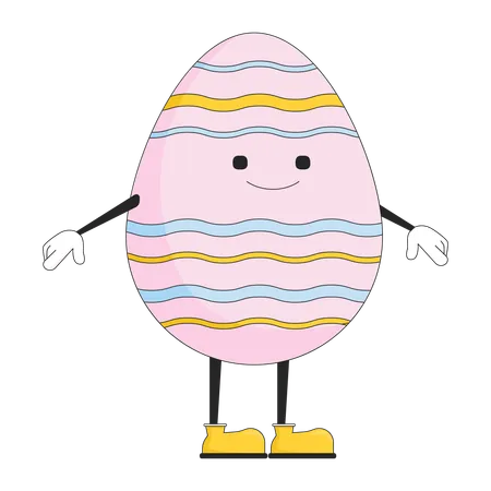 Easter happy egg with arms and legs  Illustration