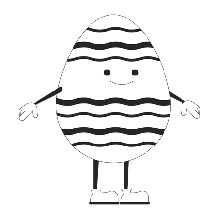 Easter happy egg with arms and legs  Illustration