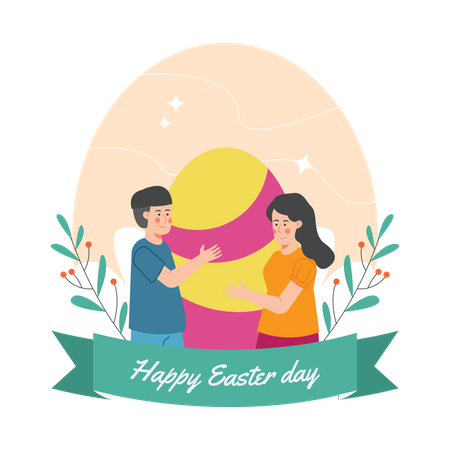 Easter Holding Easter Egg  Illustration