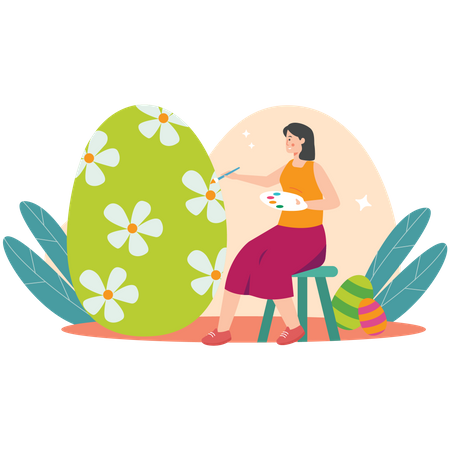 Easter Painting Egg  Illustration