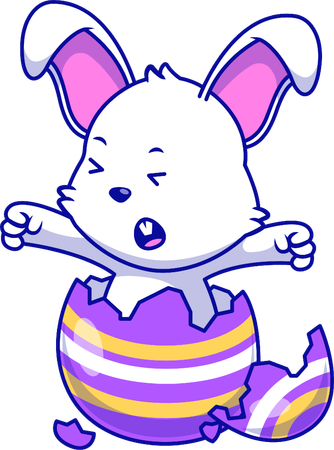 Easter Rabbit Waking Up From Easter Egg  Illustration