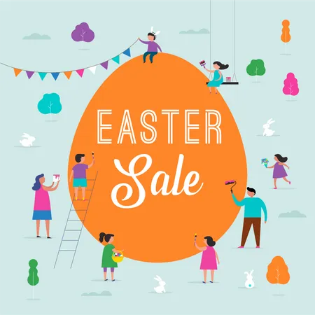 Easter sale event, promotion Illustration