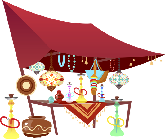 Eastern market tent with souvenirs  Illustration