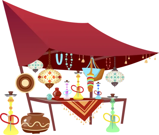 Eastern market tent with souvenirs  Illustration