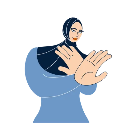 Young Middle Eastern Woman Wearing Hijab Gesturing Break The Bias Illustration