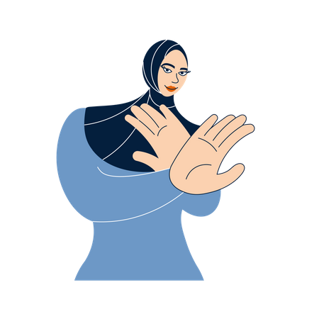 Eastern woman wearing hijab gesturing Break The Bias  Illustration