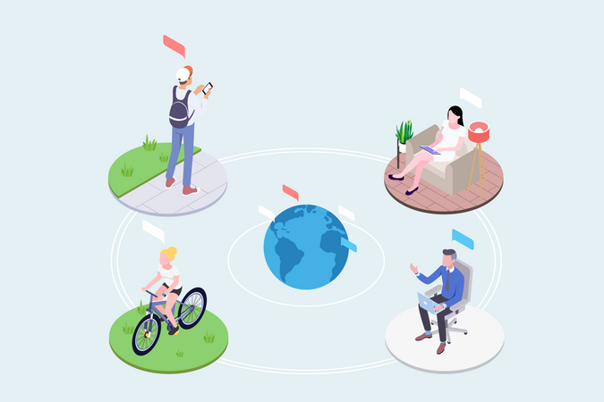 Easy and globally connection of  people at anyplace Illustration