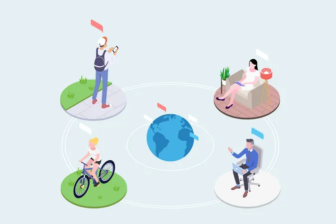 Easy and globally connection of  people at anyplace  Illustration