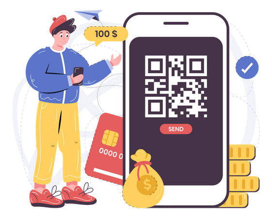 Easy payment via QR code scanning  Illustration