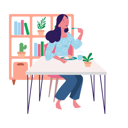 Eating Breakfast, Lunch and Dinner  Illustration