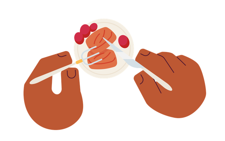 Eating cranberry roast turkey meal  일러스트레이션