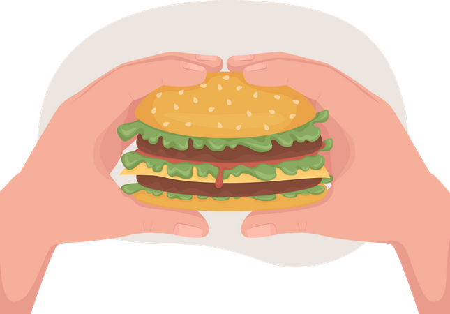 Eating hamburger  Illustration