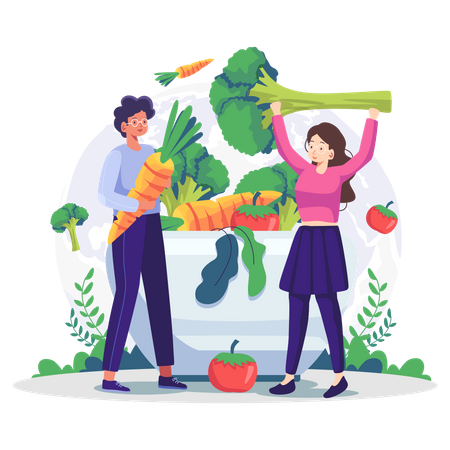 Eating Healthy Food  Illustration