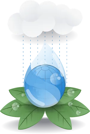 Eau de source de pluie  Illustration