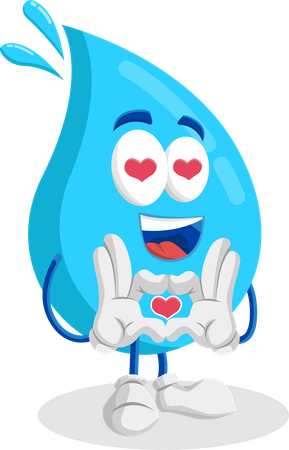 Mascotte du logo de l'eau en pose amoureuse  Illustration