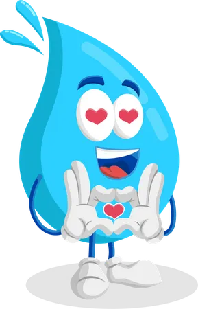 Mascotte du logo de l'eau en pose amoureuse  Illustration