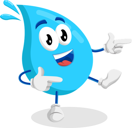 Mascotte du logo de l'eau en pose haute  Illustration