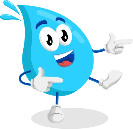 Mascotte du logo de l'eau en pose haute  Illustration