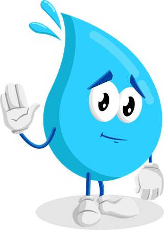 Pose d'adieu de la mascotte du logo de l'eau  Illustration