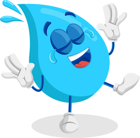 Mascotte du logo de l'eau en pose heureuse  Illustration