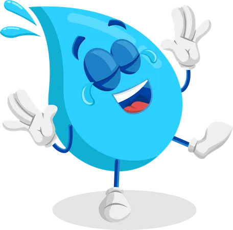 Mascotte du logo de l'eau en pose heureuse  Illustration