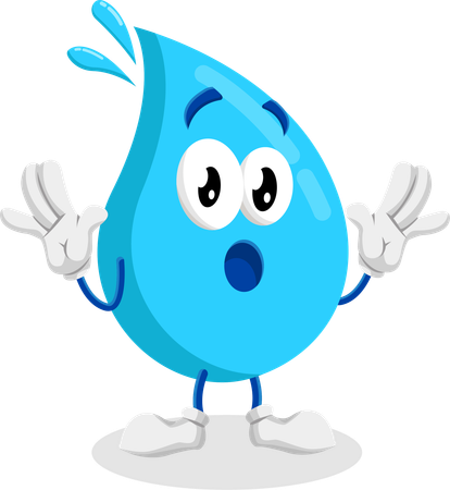 Pose surprise de la mascotte du logo de l'eau  Illustration