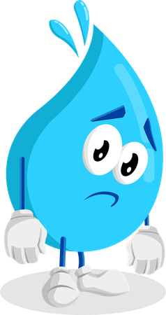 Mascotte du logo de l'eau, pose triste  Illustration