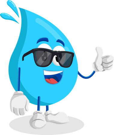 Pose du pouce de la mascotte du logo de l'eau  Illustration