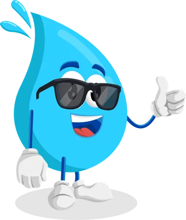 Pose du pouce de la mascotte du logo de l'eau  Illustration