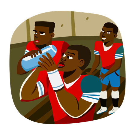 Pause eau pendant le match  Illustration