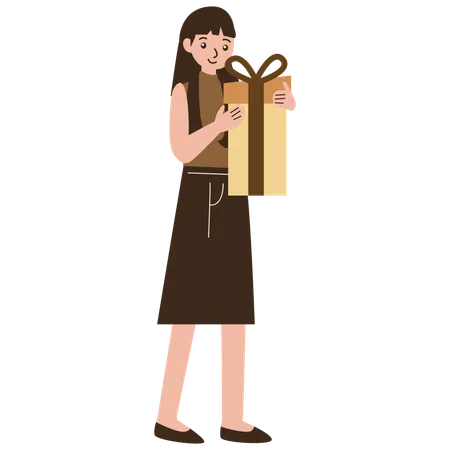 Échange de cadeaux reçu par une femme  Illustration