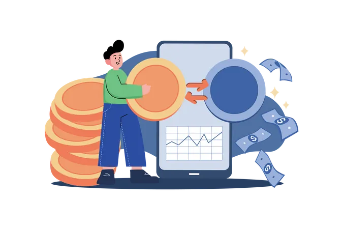 Échange de dollars en bitcoins  Illustration