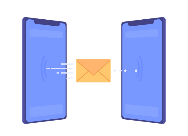 Téléphones mobiles échangeant des e-mails sans fil  Illustration