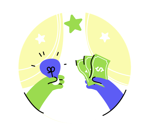 Échange d'idées pour un gain financier et une solution commerciale  Illustration