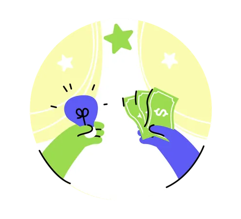 Échange d'idées pour un gain financier et une solution commerciale  Illustration