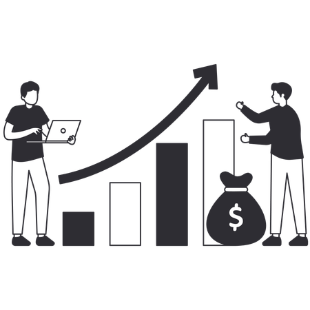 Corporate Ladders travaillant sur la croissance financière  Illustration