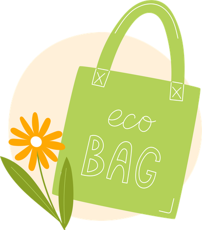 Bolsa Ecológica Verde com Flor  Ilustração