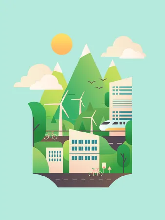 Eco friendly city Illustration