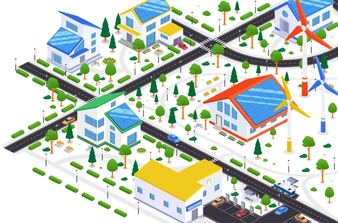 Eco Friendly city Illustration